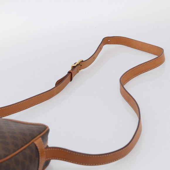 CELINE Macadam Canvas Shoulder Bag PVC Leather Brown Gold Auth mr3199A