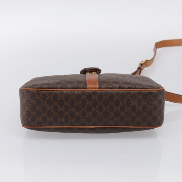 CELINE Macadam Canvas Shoulder Bag PVC Leather Brown Gold Auth mr3199A