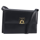CELINE Shoulder Bag Leather Black Gold Auth mr3201A-1