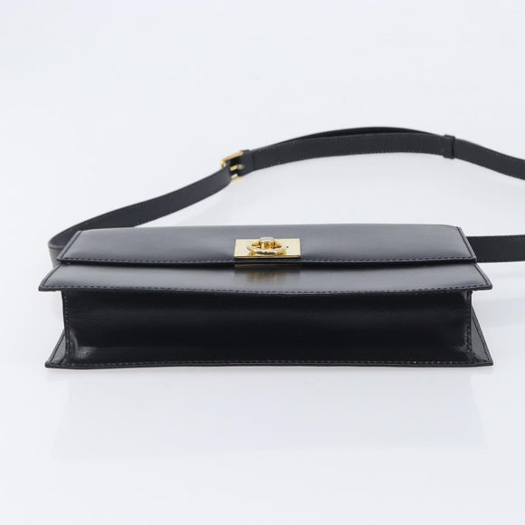 CELINE Shoulder Bag Leather Black Gold Auth mr3201A