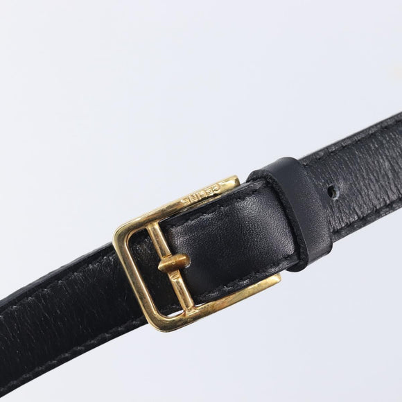CELINE Shoulder Bag Leather Black Gold Auth mr3201A