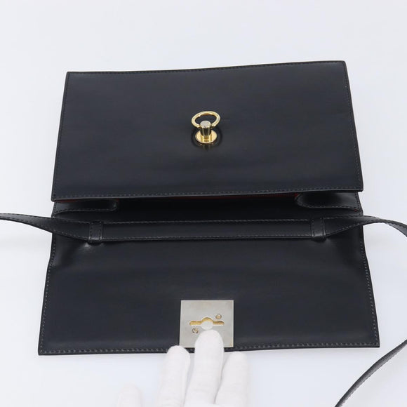 CELINE Shoulder Bag Leather Black Gold Auth mr3201A