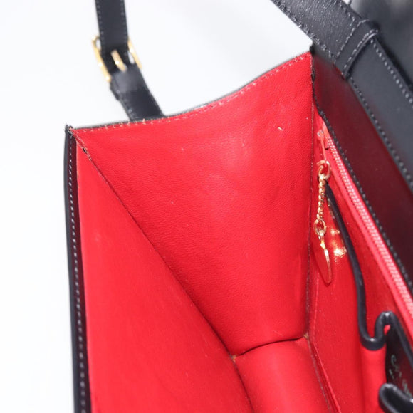 CELINE Shoulder Bag Leather Black Gold Auth mr3201A
