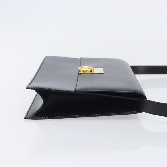 CELINE Shoulder Bag Leather Black Gold Auth mr3201A