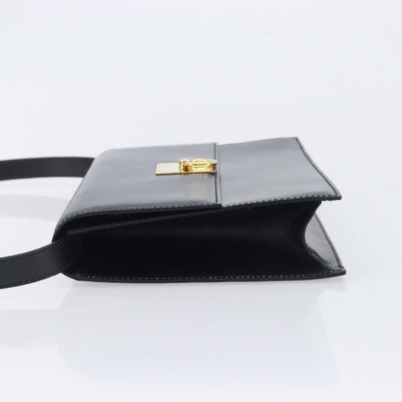 CELINE Shoulder Bag Leather Black Gold Auth mr3201A