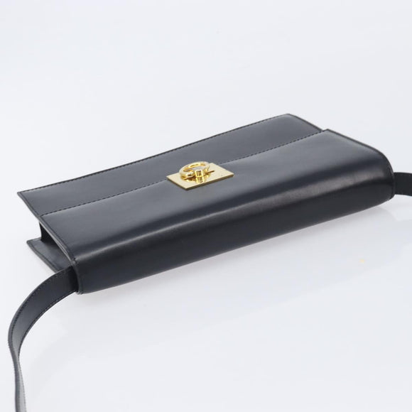 CELINE Shoulder Bag Leather Black Gold Auth mr3201A