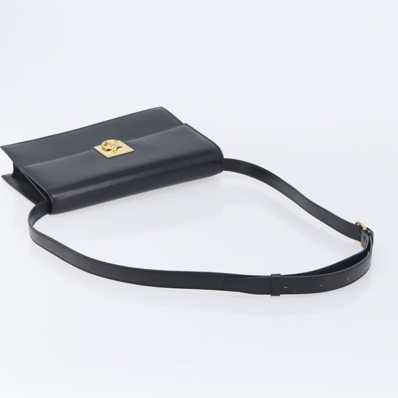 CELINE Shoulder Bag Leather Black Gold Auth mr3201A