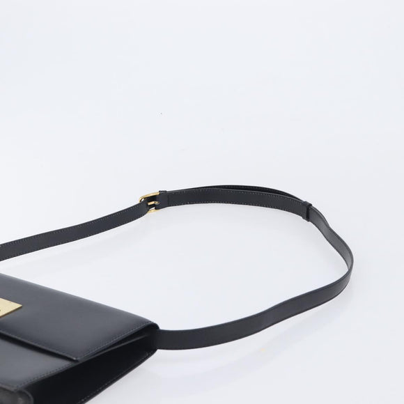 CELINE Shoulder Bag Leather Black Gold Auth mr3201A