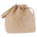 CHANEL Shoulder Bag Lamb Skin Beige Gold CC Auth mr3202-1