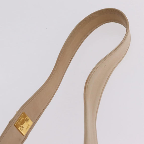 CHANEL Shoulder Bag Lamb Skin Beige Gold CC Auth mr3202