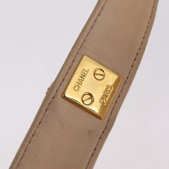 CHANEL Shoulder Bag Lamb Skin Beige Gold CC Auth mr3202