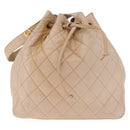 CHANEL Shoulder Bag Lamb Skin Beige Gold CC Auth mr3202-2