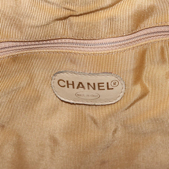 CHANEL Shoulder Bag Lamb Skin Beige Gold CC Auth mr3202