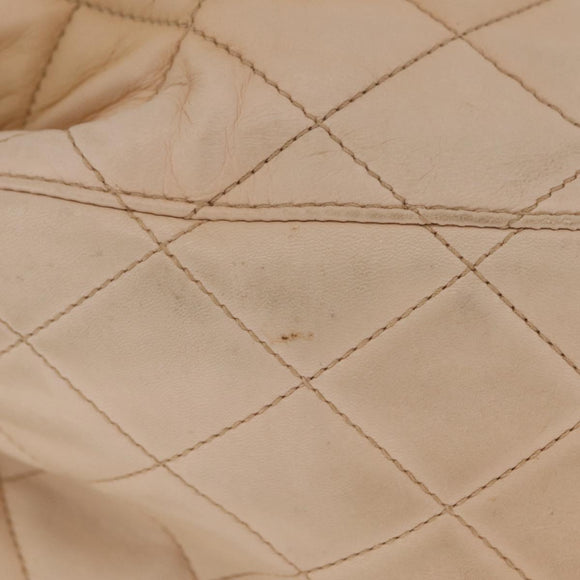 CHANEL Shoulder Bag Lamb Skin Beige Gold CC Auth mr3202