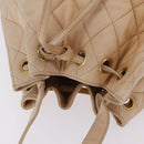 CHANEL Shoulder Bag Lamb Skin Beige Gold CC Auth mr3202-8