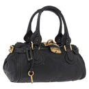 Chloe Paddington Hand Bag Leather Black Gold Silver Auth mr3203V-1