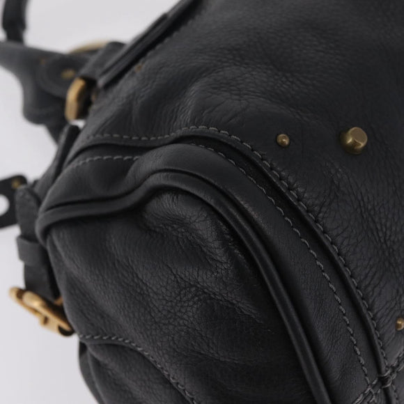 Chloe Paddington Hand Bag Leather Black Gold Silver Auth mr3203V