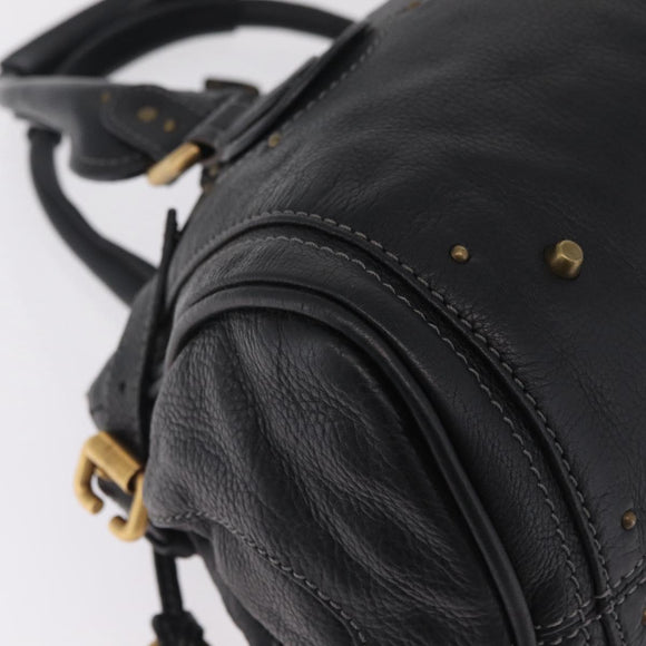 Chloe Paddington Hand Bag Leather Black Gold Silver Auth mr3203V