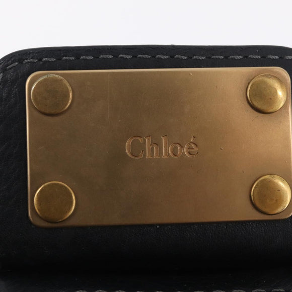 Chloe Paddington Hand Bag Leather Black Gold Silver Auth mr3203V