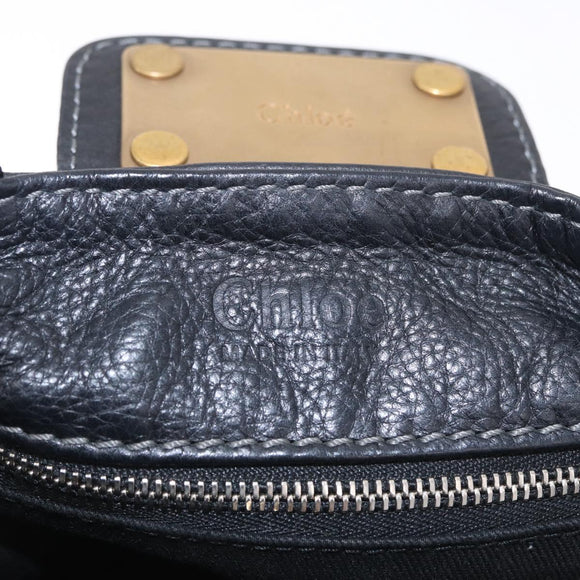 Chloe Paddington Hand Bag Leather Black Gold Silver Auth mr3203V