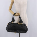 Chloe Paddington Hand Bag Leather Black Gold Silver Auth mr3203V-26