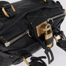 Chloe Paddington Hand Bag Leather Black Gold Silver Auth mr3203V-6