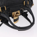 Chloe Paddington Hand Bag Leather Black Gold Silver Auth mr3203V-7