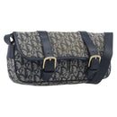 Christian Dior Trotter Canvas Shoulder Bag Navy Gold Auth mr3205A-1