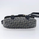 Christian Dior Trotter Canvas Shoulder Bag Navy Gold Auth mr3205A-11