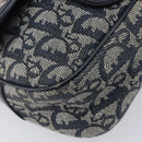 Christian Dior Trotter Canvas Shoulder Bag Navy Gold Auth mr3205A-13