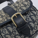 Christian Dior Trotter Canvas Shoulder Bag Navy Gold Auth mr3205A-17