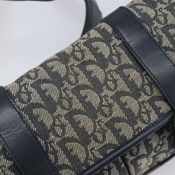 Christian Dior Trotter Canvas Shoulder Bag Navy Gold Auth mr3205A