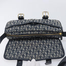 Christian Dior Trotter Canvas Shoulder Bag Navy Gold Auth mr3205A-19