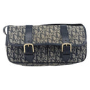 Christian Dior Trotter Canvas Shoulder Bag Navy Gold Auth mr3205A-2