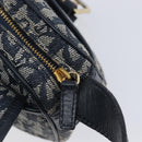 Christian Dior Trotter Canvas Shoulder Bag Navy Gold Auth mr3205A-21