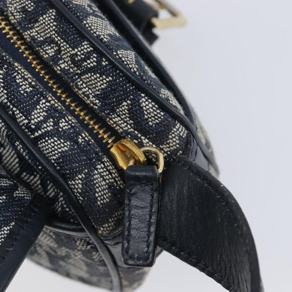 Christian Dior Trotter Canvas Shoulder Bag Navy Gold Auth mr3205A