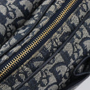 Christian Dior Trotter Canvas Shoulder Bag Navy Gold Auth mr3205A-22