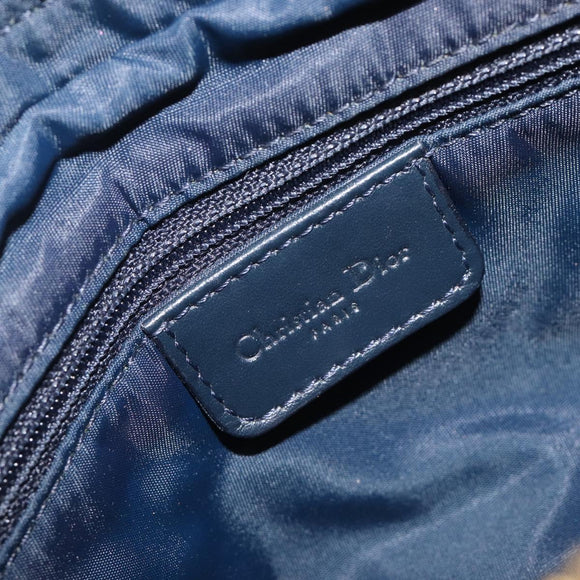 Christian Dior Trotter Canvas Shoulder Bag Navy Gold Auth mr3205A