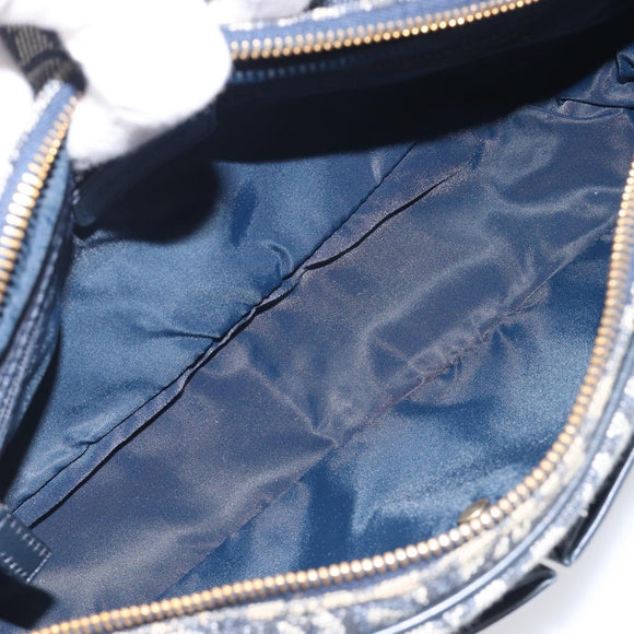 Christian Dior Trotter Canvas Shoulder Bag Navy Gold Auth mr3205A
