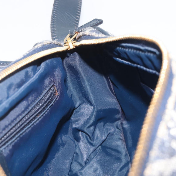 Christian Dior Trotter Canvas Shoulder Bag Navy Gold Auth mr3205A