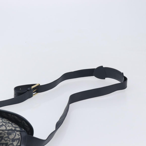 Christian Dior Trotter Canvas Shoulder Bag Navy Gold Auth mr3205A