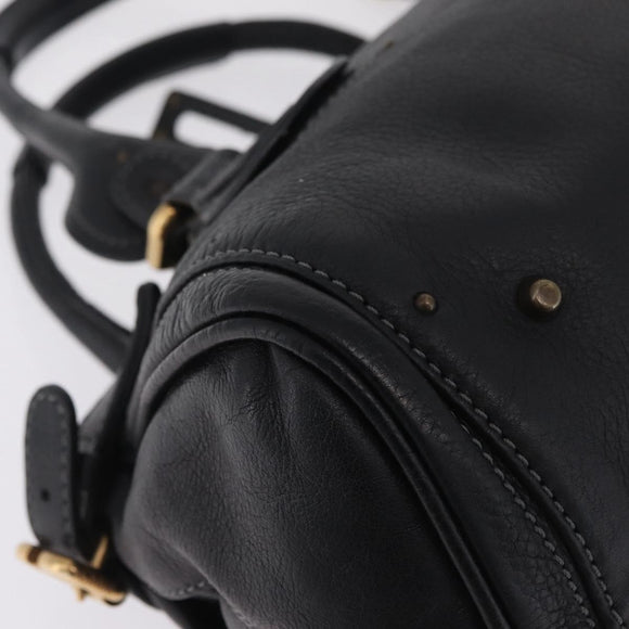 Chloe Paddington Hand Bag Leather Black Gold Silver Auth mr3207V