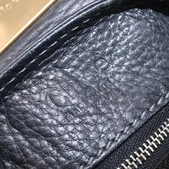 Chloe Paddington Hand Bag Leather Black Gold Silver Auth mr3207V