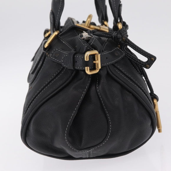 Chloe Paddington Hand Bag Leather Black Gold Silver Auth mr3207V