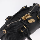 Chloe Paddington Hand Bag Leather Black Gold Silver Auth mr3207V-6