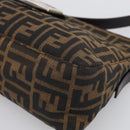 FENDI Zucca Canvas Mamma Baguette Shoulder Bag Brown Black Auth mr3209V-10