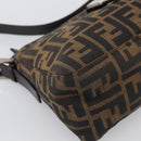 FENDI Zucca Canvas Mamma Baguette Shoulder Bag Brown Black Auth mr3209V-11