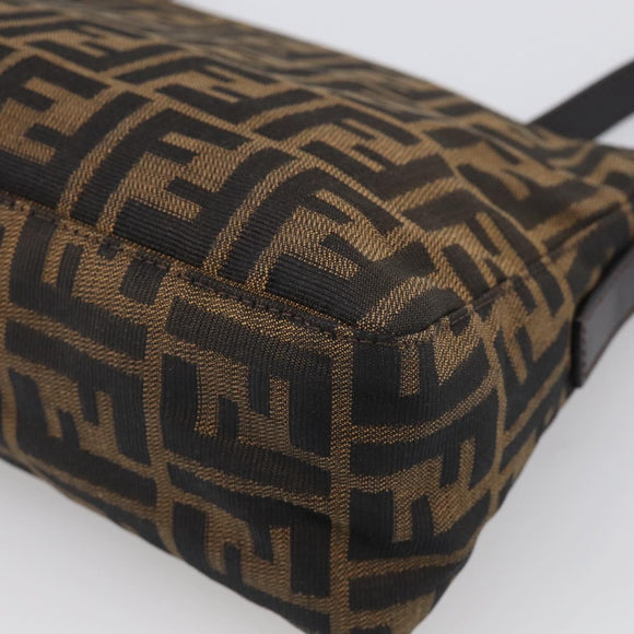 FENDI Zucca Canvas Mamma Baguette Shoulder Bag Brown Black Auth mr3209V
