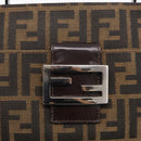 FENDI Zucca Canvas Mamma Baguette Shoulder Bag Brown Black Auth mr3209V-15
