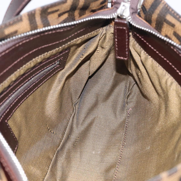 FENDI Zucca Canvas Mamma Baguette Shoulder Bag Brown Black Auth mr3209V
